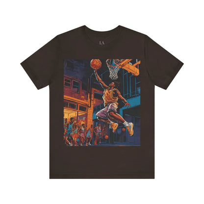 Dunk With Style - Urban Modern Black Man Basketball Unisex Jersey Short Sleeve Tee Brown / S T-Shirt