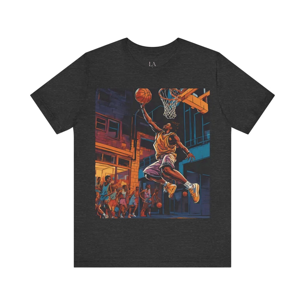 Dunk With Style - Urban Modern Black Man Basketball Unisex Jersey Short Sleeve Tee Dark Grey