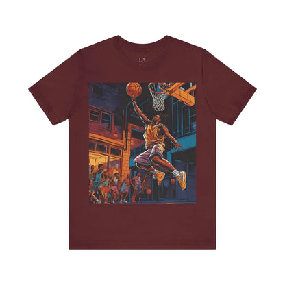 Dunk With Style - Urban Modern Black Man Basketball Unisex Jersey Short Sleeve Tee Maroon / S