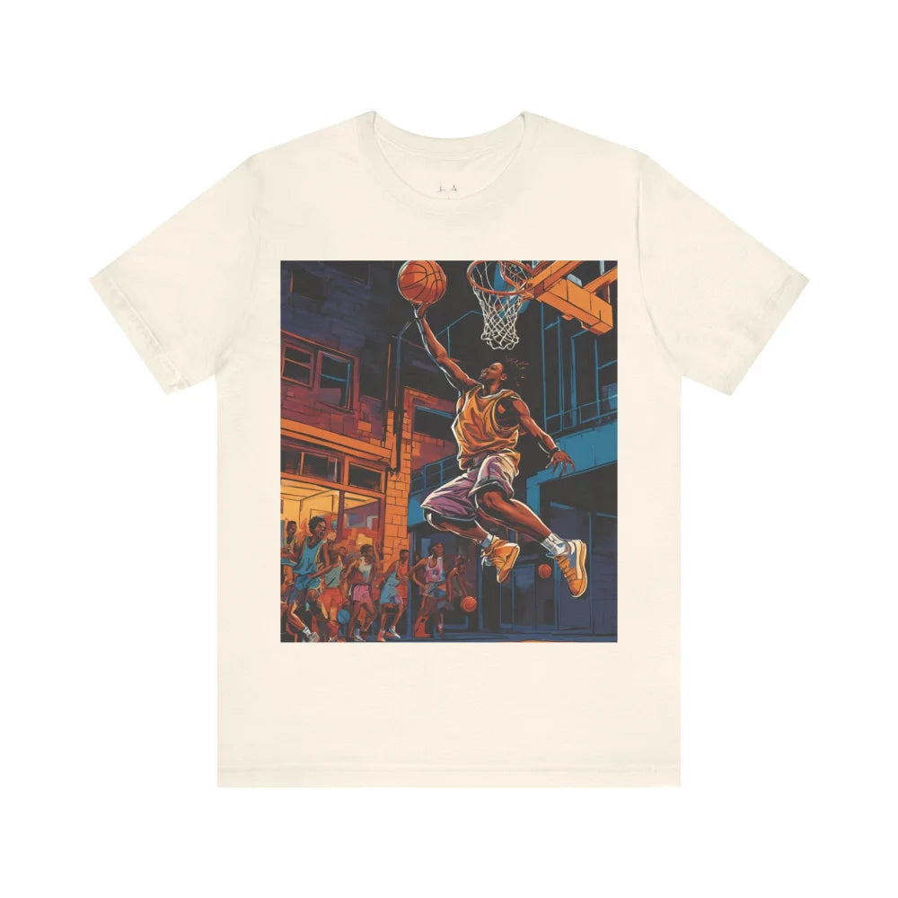 Dunk With Style - Urban Modern Black Man Basketball Unisex Jersey Short Sleeve Tee Natural / S
