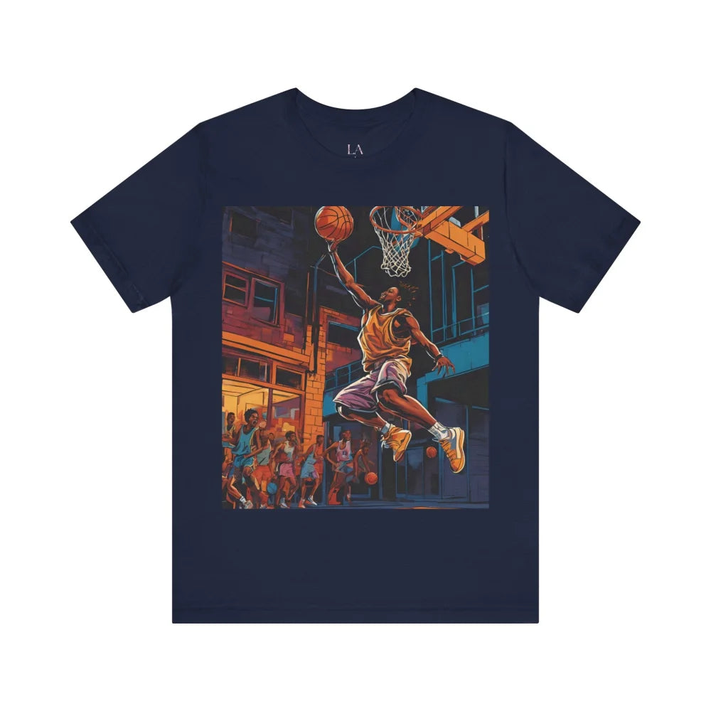 Dunk With Style - Urban Modern Black Man Basketball Unisex Jersey Short Sleeve Tee Navy / S T-Shirt