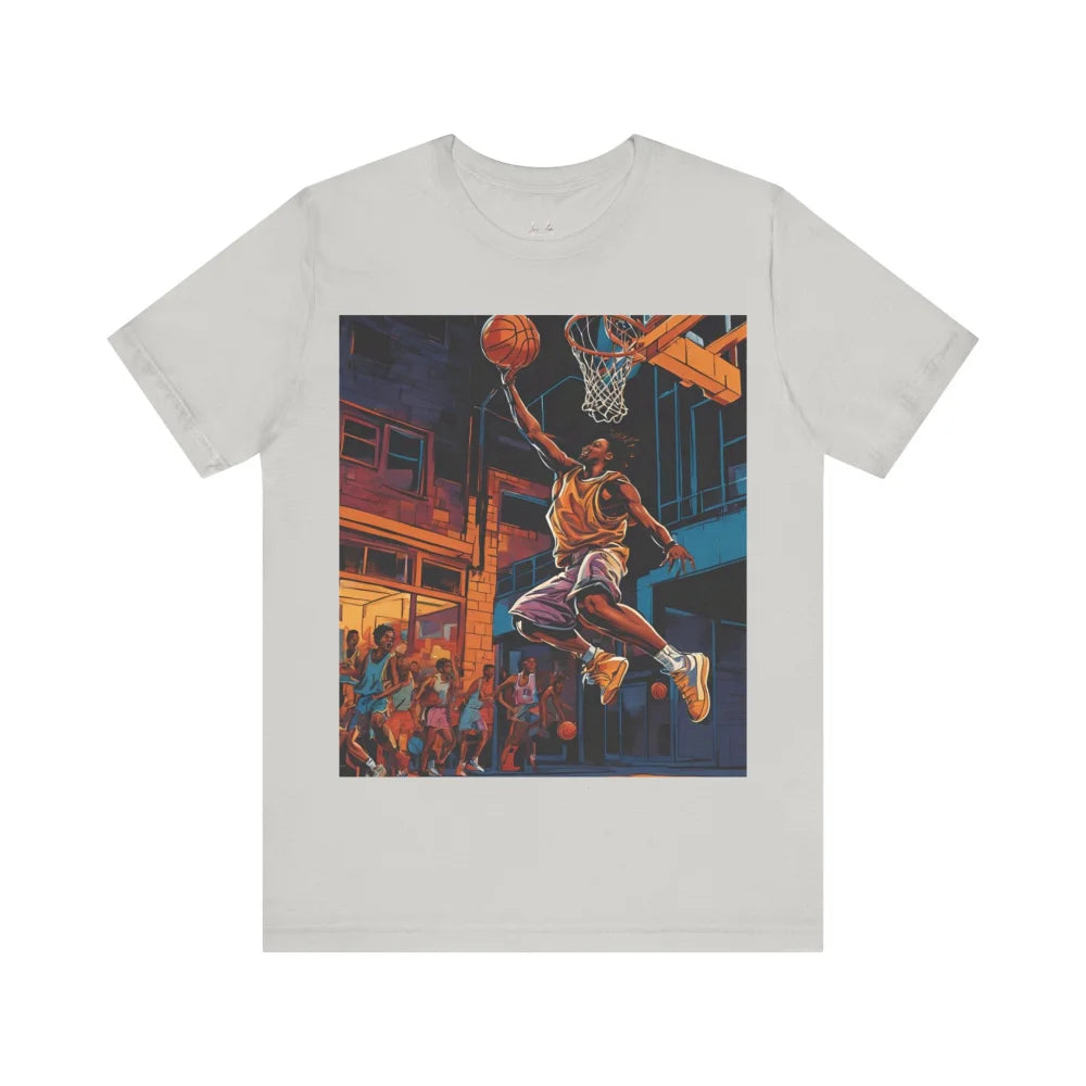Dunk With Style - Urban Modern Black Man Basketball Unisex Jersey Short Sleeve Tee Silver / S