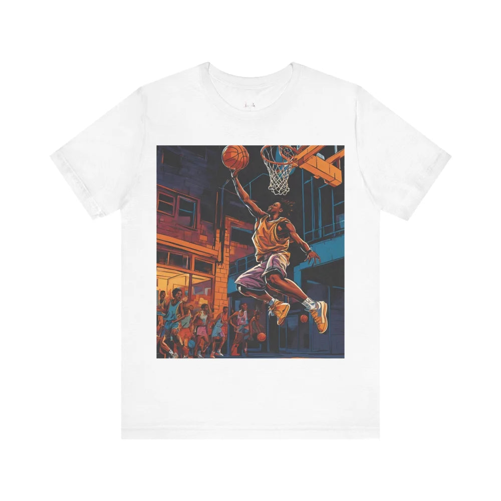 Dunk With Style - Urban Modern Black Man Basketball Unisex Jersey Short Sleeve Tee White / S T-Shirt